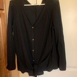 Black waffle knit long sleeve top. Size m